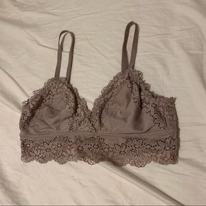 Aerie Lace Unlined Triangle Bralette - Mauve